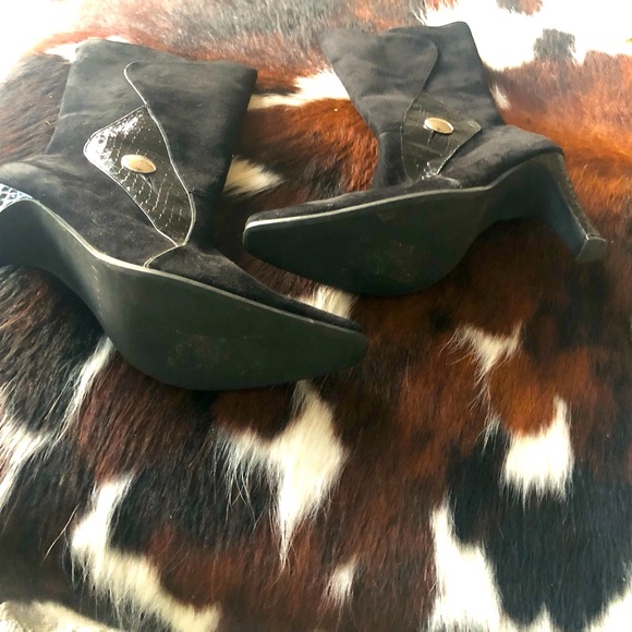 Bellini Vinnie Black Leather and Suede Boots  Sz 10 - Picture 12 of 16